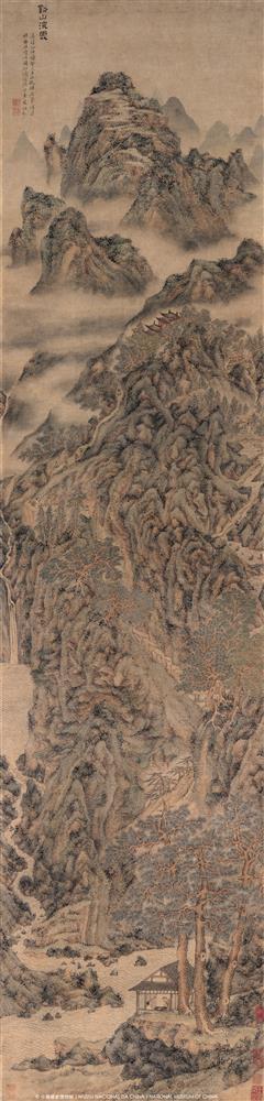 <p>溪山深處圖</p>

<p>文伯仁</p>

<p>明嘉靖三十四年（1555）</p>

<p>紙本設色立軸</p>

<p>縱165.6釐米橫40.2釐米</p>
