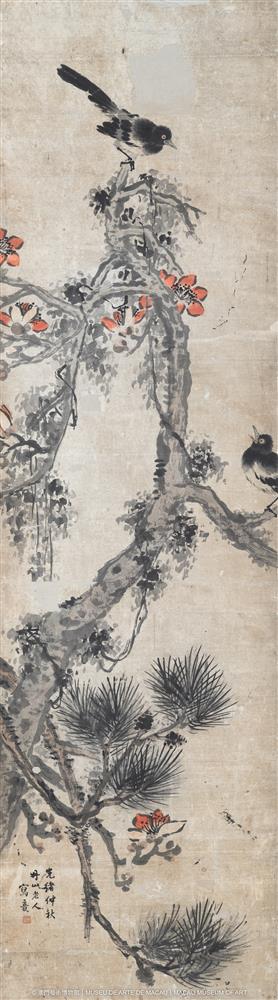 <p>何翀 <br />
木棉喜鵲<br />
縱173釐米、橫48.3釐米<br />
澳門藝術博物館藏</p>