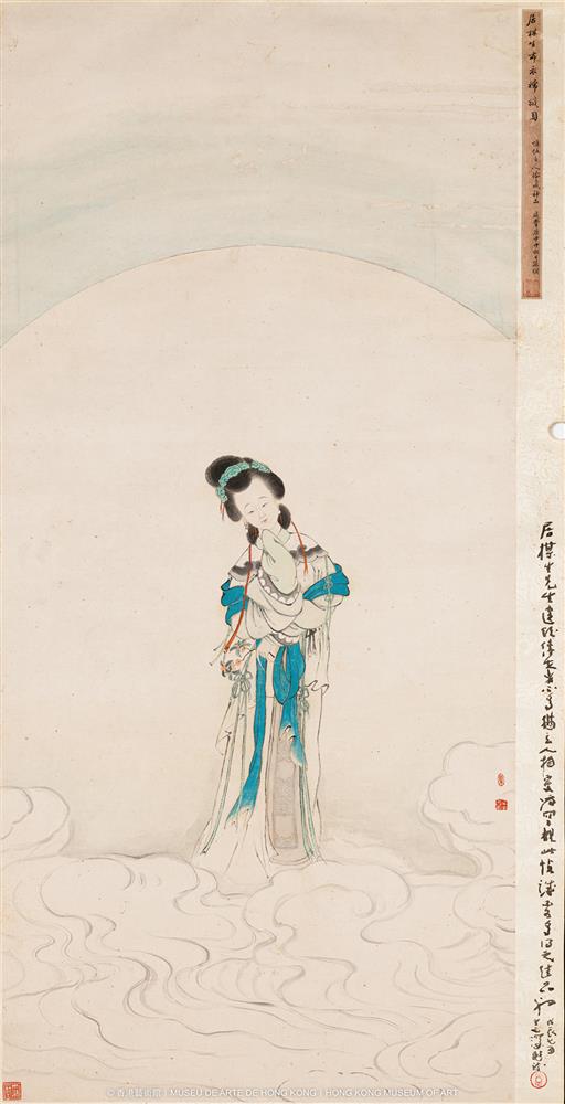 <p>居巢</p>
<p>布衣嫦娥圖<br />
設色紙本立軸</p>
<p>118.2 × 55.3 cm<br />
香港藝術館藏</p>
<p>鈐印:<br />
巢(朱文橢圓印)<br />
梅生書畫(白文方印)<br />
大布衣(白文方印)</p>
<p>裱邊題籤:<br />
居梅生布衣,嫦娥圖。慎餘主人珍藏神品。咸豐庚申中秋日裝璜。子孫永寶(朱文方印)</p>
<p>裱邊題跋:<br />
居梅生先生遺作傳世者不多,猶其人物更為罕覩。此幀誠不可多得之佳品也。戊辰七月,善深題識。善心(朱文圓印)</p>
<p>居 巢(1811 – 1865),原名易,字士傑,號梅生、梅巢、今夕庵主等,廣東番禺縣隔山鄉人,因其獨樹一幟的畫風及對嶺南畫壇的影響,與其堂弟居廉並稱為“二居”、“居派”或“隔山畫派”創立人。居巢繪畫以花鳥見長,多以小品寫生為主,題材豐富多樣,嶺南獨有品種的花卉草蟲、蔬果水族以及時令風俗等皆收入其畫題,呈現出鮮明的嶺南地域色彩。居巢工筆、寫意均能得心應手,擅長撞水、撞粉法。晚年與居廉回隔山村修築“十香園”,在園內生活、作畫、授徒及終老。</p>
<p> </p>