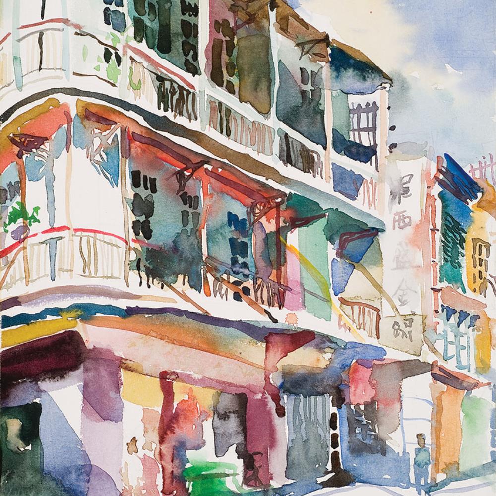 <p><strong>Rua das Estalagens</strong></p>

<p>Ung Vai Meng (1958 – )</p>

<p>Aguarela sobre papel</p>

<p>32 x 24 cm</p>

<p>1999</p>

<p>A-PW2008-000002</p>
