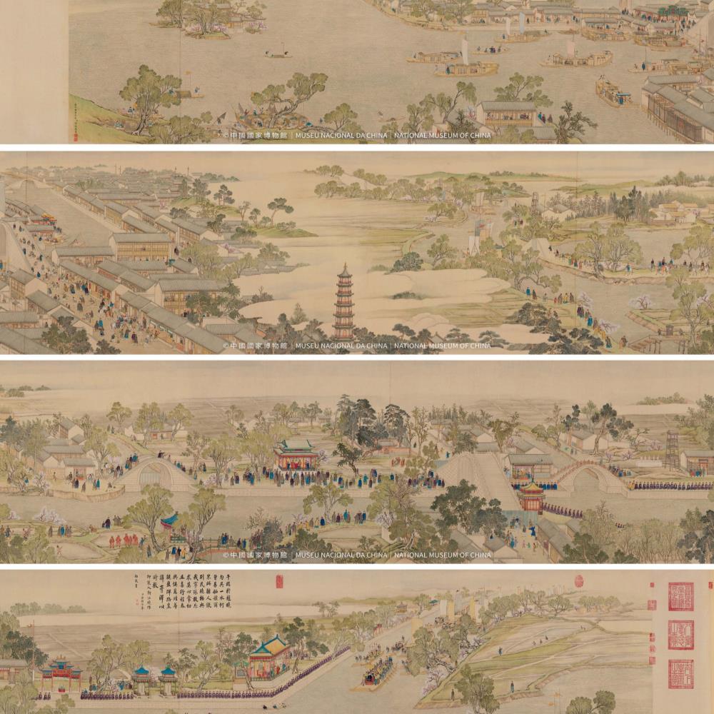 <p><strong>乾隆南巡圖(第七卷)入浙江境到嘉興煙雨樓</strong></p>
<p>徐揚</p>
<p>清乾隆三十六年至清乾隆四十一年(1771—1776)</p>
<p>紙本設色手卷</p>
<p>縱68.6 釐米 橫949釐米</p>