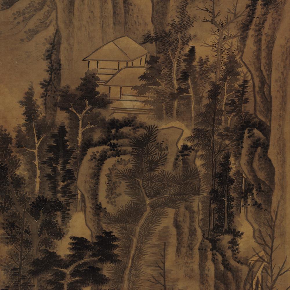 <p><strong>白雲錦樹圖</strong></p>
<p>龔賢</p>
<p>清(1644—1911)</p>
<p>絹本水墨立軸</p>
<p>縱183.5釐米 橫47釐米</p>