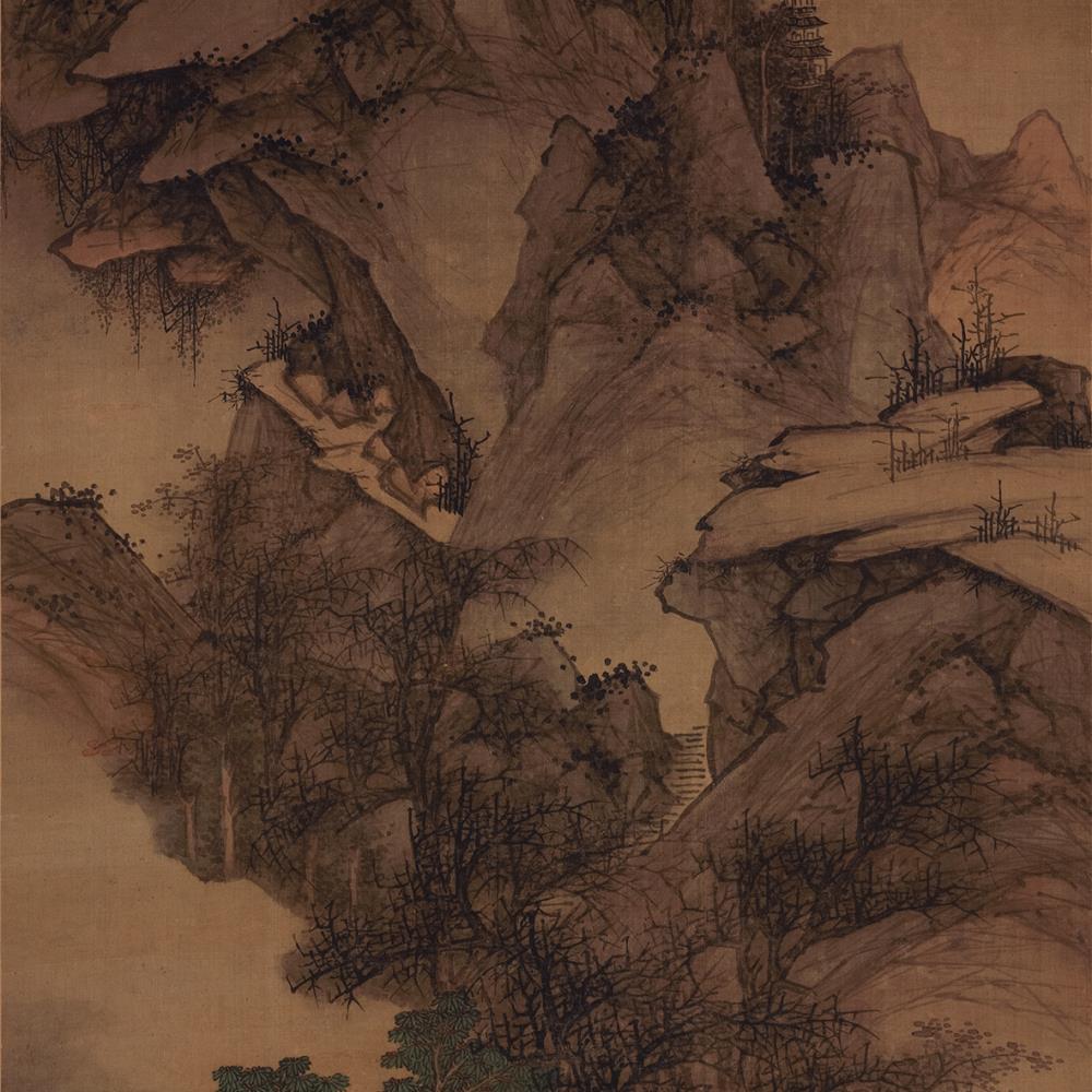 <p><strong>倣元人山水圖</strong></p>
<p>吳宏</p>
<p>清康熙四年(1665)</p>
<p>絹本設色立軸</p>
<p>縱171.5釐米 橫55.3釐米</p>