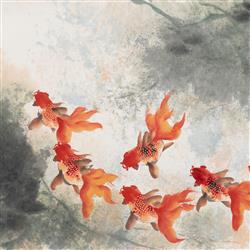 <p>九魚圖</p>

<p>余君慧（1928 – 2014）</p>

<p>設色紙本鏡片</p>

<p>縱51釐米　橫151釐米</p>

<p>1997</p>
